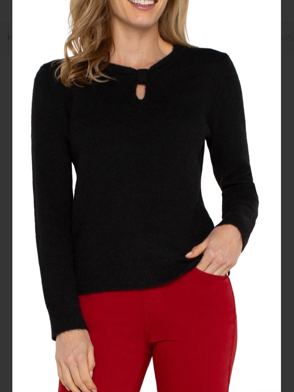 Black Keyhole Crewneck Sweater